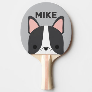 Raquette De Ping Pong Chien-taureau français mignon avec nom personnalis