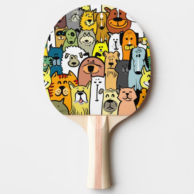 Raquette De Ping Pong Chiens et chats illustrés (Devant)