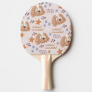 Raquette De Ping Pong Chiens mignons, étoiles, lignes : vintage sans sou