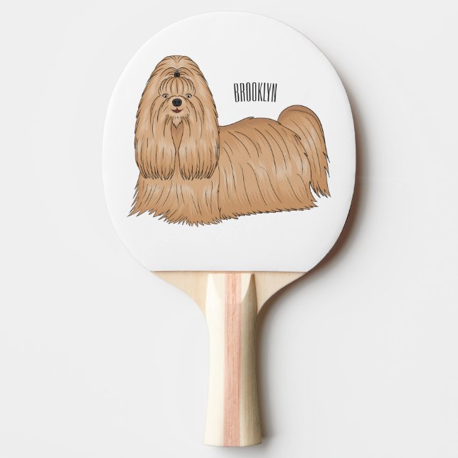 Raquette De Ping Pong Chih tzu long cheveux dessin de chien (Devant)
