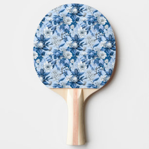 Raquette De Ping Pong Chinoserie bleu et blanc Série Design 3