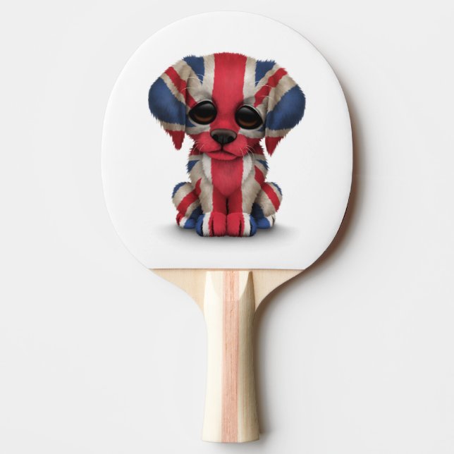 Raquette De Ping Pong Chiot britannique patriotique mignon de drapeau (Devant)