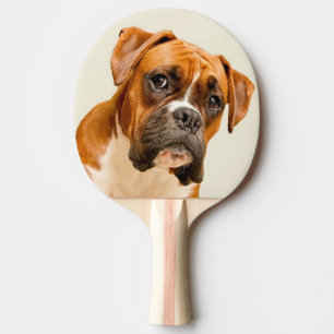 Raquette De Ping Pong Chiot de boxeur sur le contexte crème en ivoire