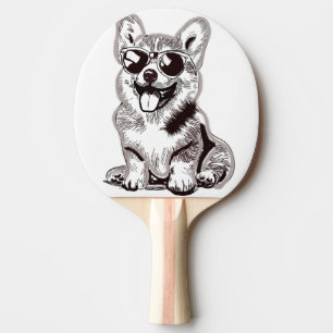 Raquette De Ping Pong Chiots Corgi personnalisés avec lunettes de soleil