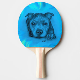 Raquette De Ping Pong Chiots Staffy Bleu