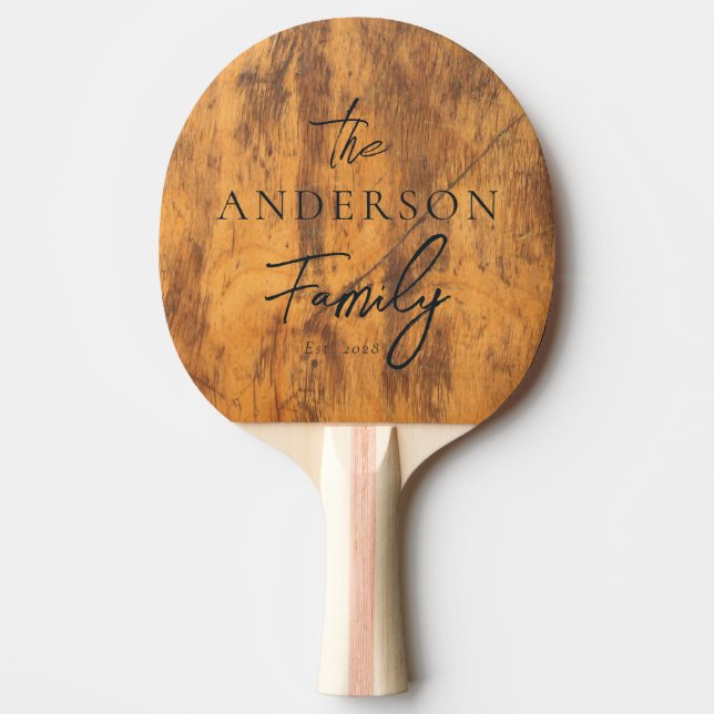 Raquette De Ping Pong Chopping Block Hand Written Family Name (Devant)