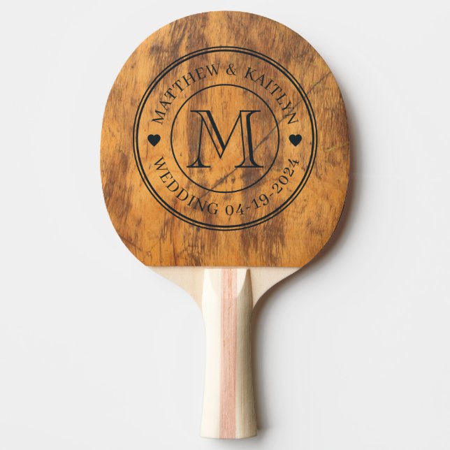 Raquette De Ping Pong Chopping Block Wedding Monogram Heart (Devant)