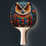 Raquette De Ping Pong Chouette Artistique Colorée<br><div class="desc">Sculpture de chouette vivante et conçue de manière complexe,  présentant des couleurs vives et des éléments floraux détaillés,  créant une pièce décorative sur le thème de la nature artistique et fantaisiste.</div>