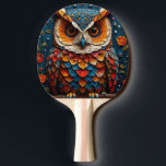 Raquette De Ping Pong Chouette Artistique Colorée<br><div class="desc">Sculpture de chouette vivante et conçue de manière complexe, présentant des couleurs vives et des éléments floraux détaillés, créant une pièce décorative sur le thème de la nature artistique et fantaisiste.</div>