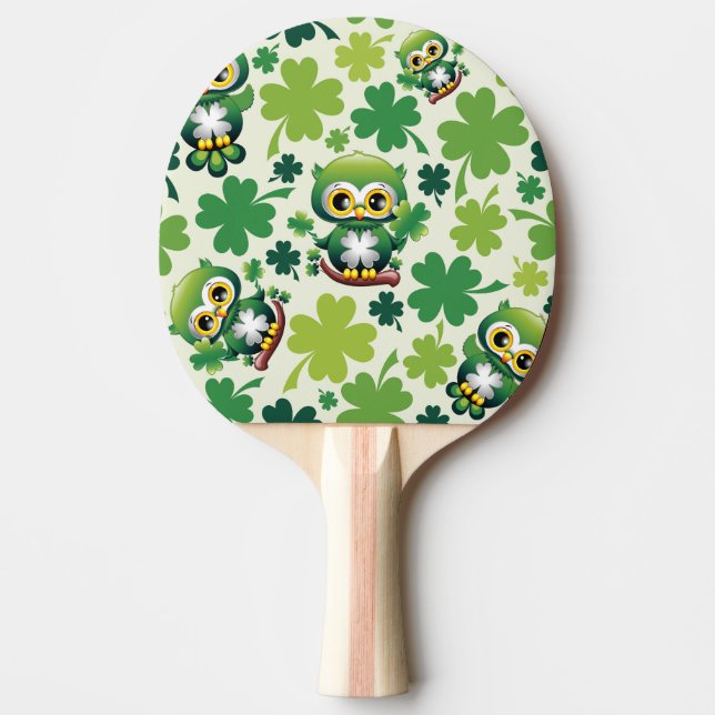 Raquette De Ping Pong Chouette bébé mignonne St Patrick dessin animé (Devant)