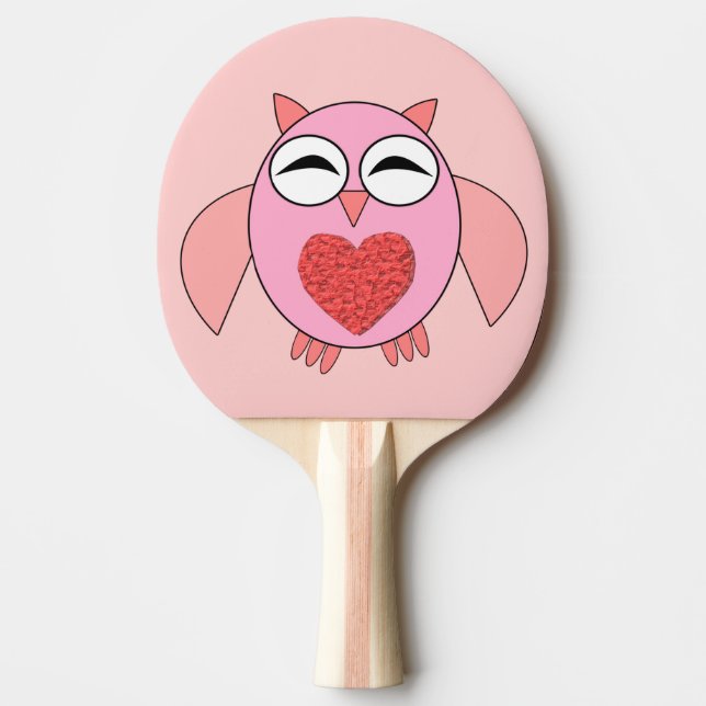Raquette de Ping Pong Chouette Cœur d'Amour Rose (Devant)