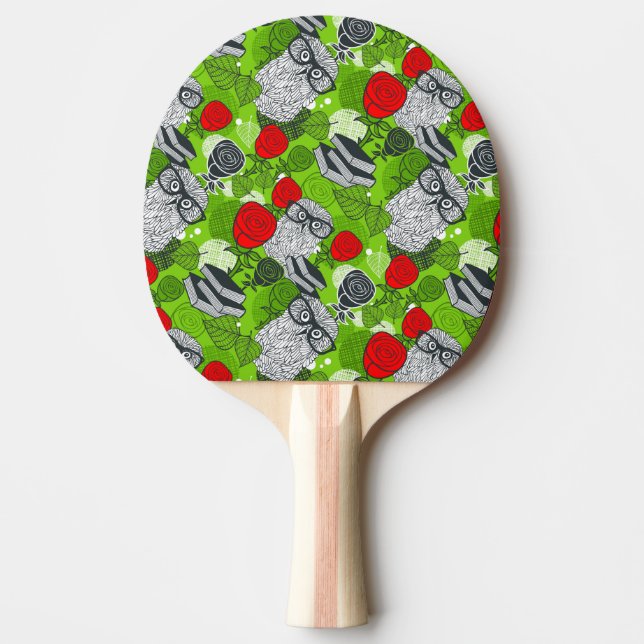 Raquette De Ping Pong Chouette en roses rouges (Devant)