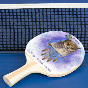 Raquette De Ping Pong Chouette Tribale - Soyez Forts, Soyez Courageux, S