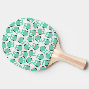 Raquette De Ping Pong Chouettes lunaires turquoises
