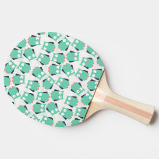 Raquette De Ping Pong Chouettes lunaires turquoises