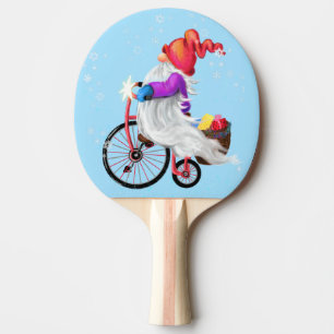 Raquette De Ping Pong Christmas Ping Pong Paddle Gift Gnome with Bike