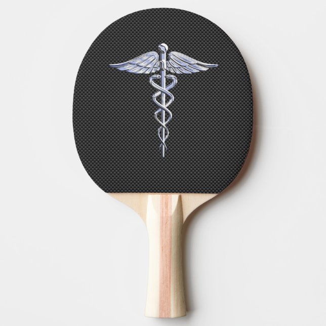 Raquette De Ping Pong Chrome Comme Caduceus Symbole Médicale Fibre de ca (Devant)