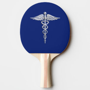 Raquette De Ping Pong Chrome Comme Caduceus Symbole Médicale Marine Déco