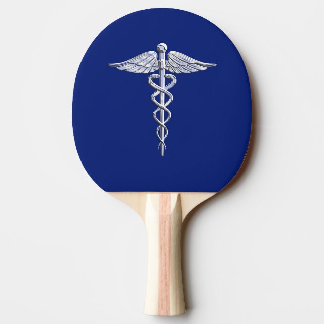 Raquette De Ping Pong Chrome Comme Caduceus Symbole Médicale Marine Déco (Dos)