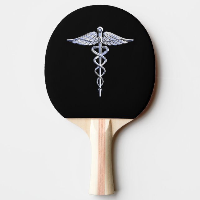 Raquette De Ping Pong Chrome Stylish Comme Caduceus Symbole Médicale (Dos)