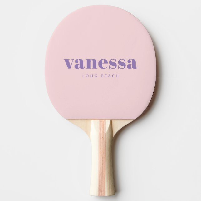 Raquette De Ping Pong Chuchotement rose et nom classique moderne minimal (Devant)