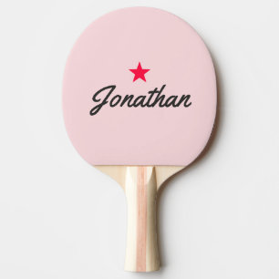 Raquette De Ping Pong Chuchotement rose et signature étoile vintage noir