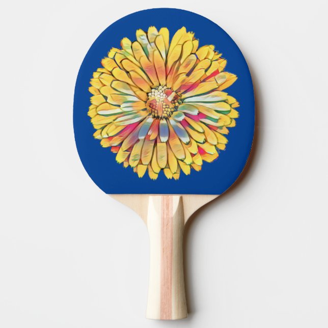 Raquette De Ping Pong Cible de flechettes à fleurs de Marigold jaune (Dos)