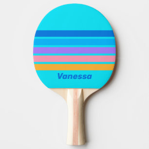 Raquette De Ping Pong Ciel Néo-néon des Années 80 Rayé de Bandes avec No