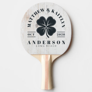 Raquette De Ping Pong Cimier de mariage Trèfle Irlandais Chanceux Bois p