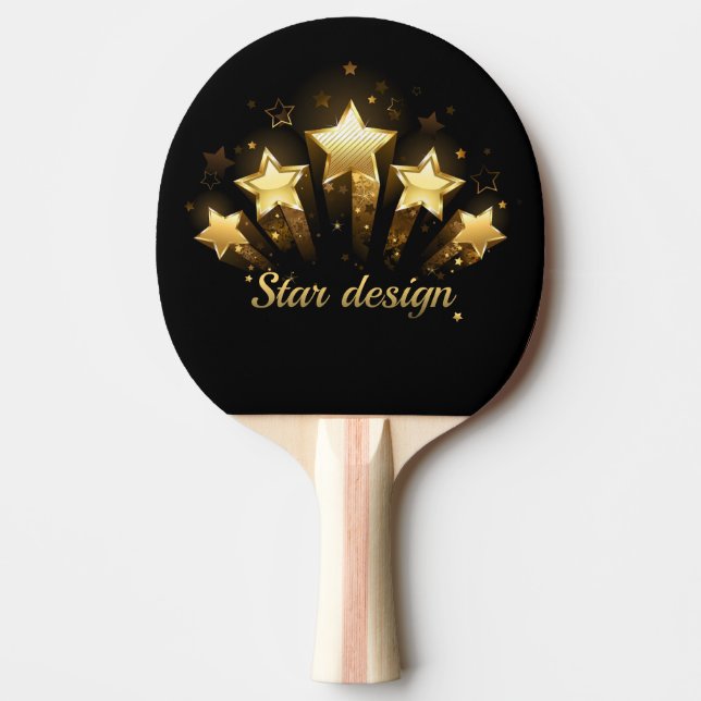 Raquette De Ping Pong Cinq étoiles d'or en noir (Devant)