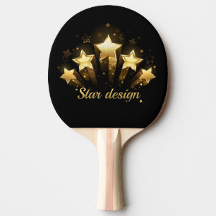 Raquette De Ping Pong Cinq étoiles d'or en noir