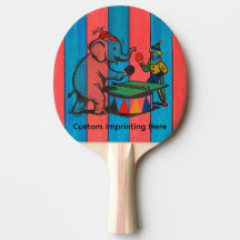 Cirque, couleurs bois, clown et éléphant, personna