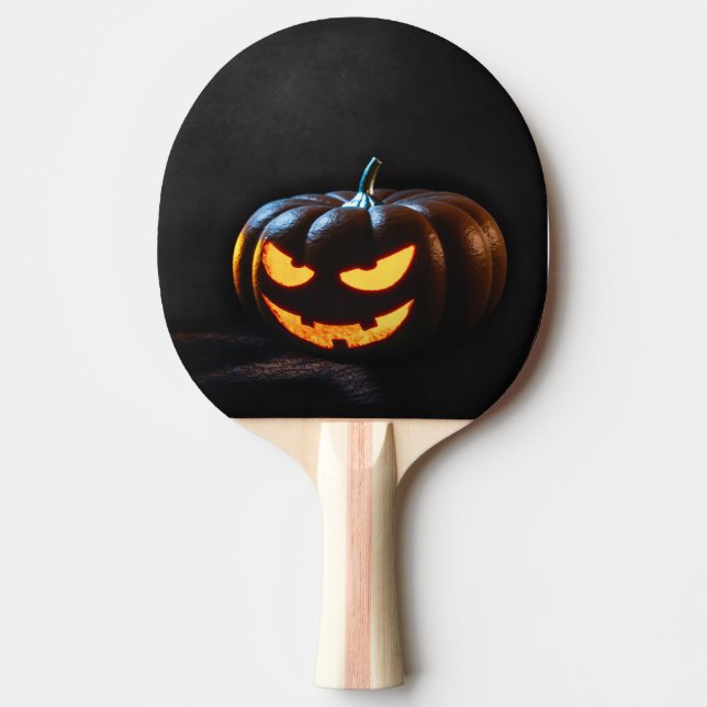 Raquette De Ping Pong Citrouille d'Halloween Jack-O-Lantern Éffrayant (Devant)