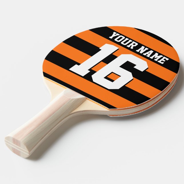 Raquette De Ping Pong Citrouille Orange Black Team Jersey Preppy Stripe (Devant Angle)