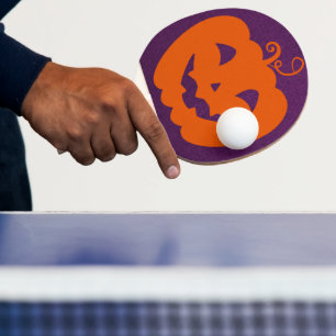 Raquette De Ping Pong Citrouille orange d'Halloween sur Arrière - plan v
