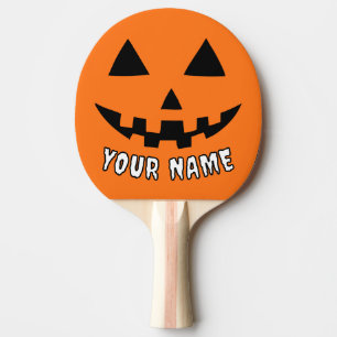 Raquette De Ping Pong Citrouille orange personnalisé Halloween Votre Nom