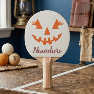 Raquette De Ping Pong Citrouille personnalisée Jack O Lantern Halloween 