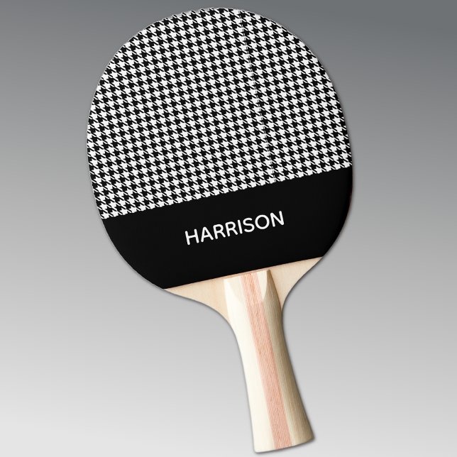 Raquette De Ping Pong Classic Black & White Houndstooth Ping Pong Paddle (Créateur téléchargé)