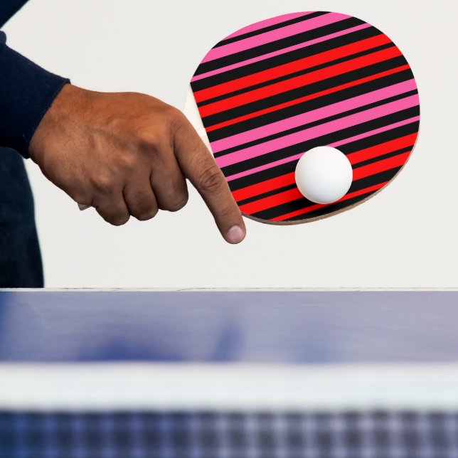 Raquette De Ping Pong Classique design à rayures verticales rouge noir e (Insitu)