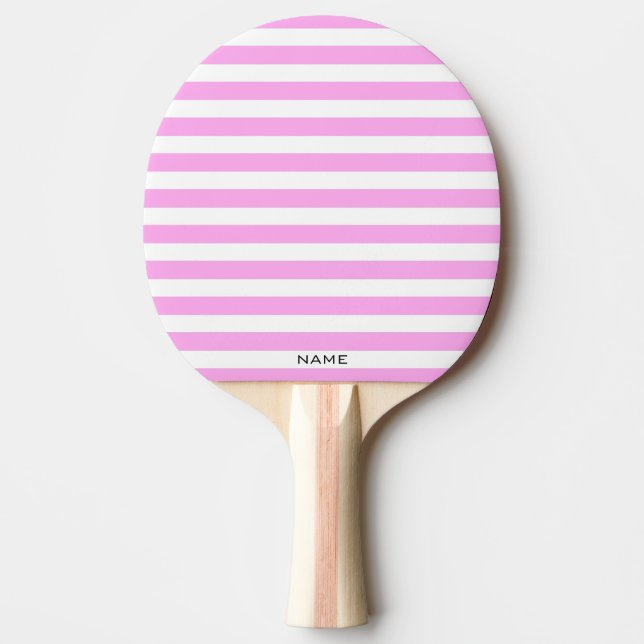 Raquette De Ping Pong Classique Moderne Pink White Stripes Nom personnal (Devant)