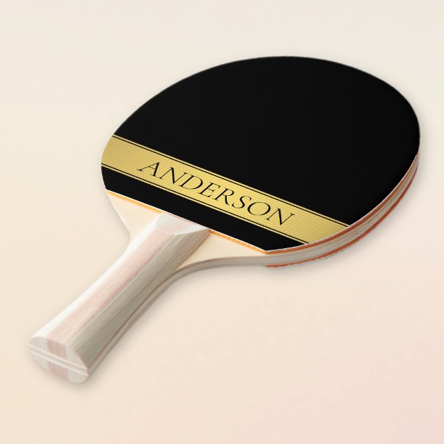 Raquette De Ping Pong Classy Faux Gold Stripe & Black Arrière - plan ou  (Créateur téléchargé)