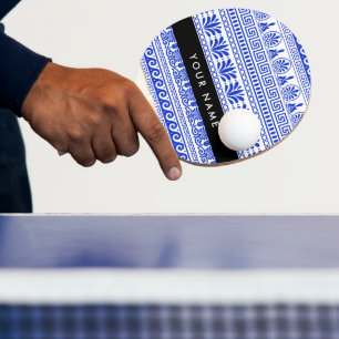 Raquette De Ping Pong Clé Méandre Grec, Bleu, Votre Nom