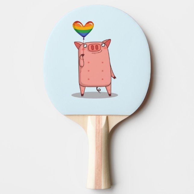 Raquette De Ping Pong Cochon Avec Ballot Arc-En-Ciel (Devant)