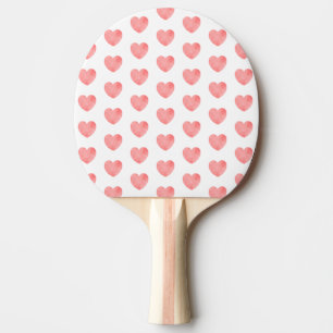 Raquette De Ping Pong Coeur d'aquarelle rose motif