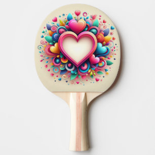 Raquette De Ping Pong Coeur de la Saint Valentin coloré