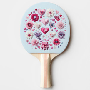 Raquette De Ping Pong Coeur de la Saint Valentin florale