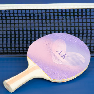Raquette De Ping Pong Cœur dégradé violet rose Monogramme
