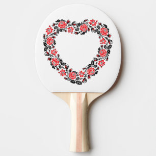 Raquette De Ping Pong Coeur d'origine des fleurs de roses rouges de poin