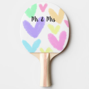Raquette De Ping Pong Cœur simple style de texte minimal mariage M & Mme