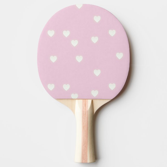 Raquette De Ping Pong Coeurs blancs rougeoyants sur le rose (Devant)